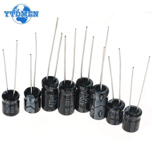 120 Uds condensador electrolítico 16V 25V 50V Kit de condensadores electrolíticos de aluminio 12 valores 1uF-470uF condensadores electrolíticos DIP