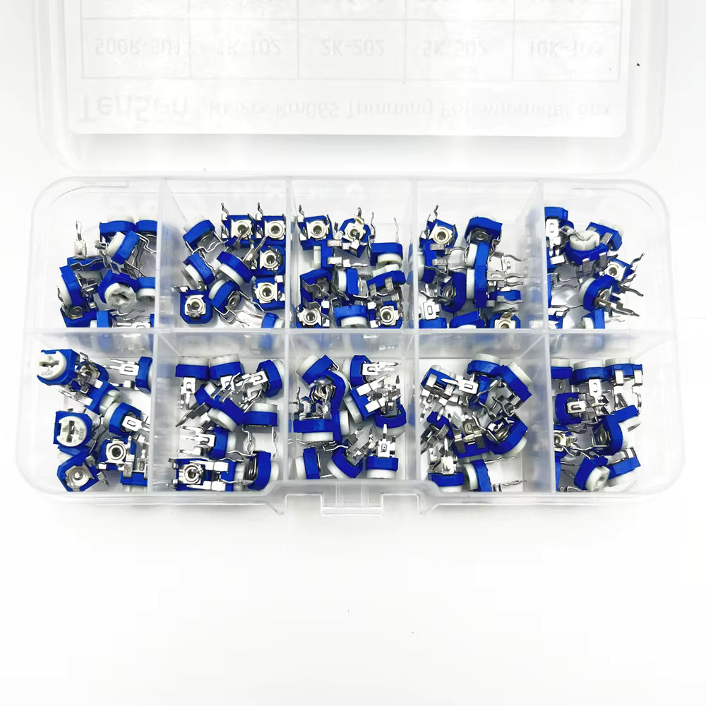 100 unids/caja de potenciómetros Trimpot Horizontal resistencia Variable 500R 1K 2K 5K 10K -1M