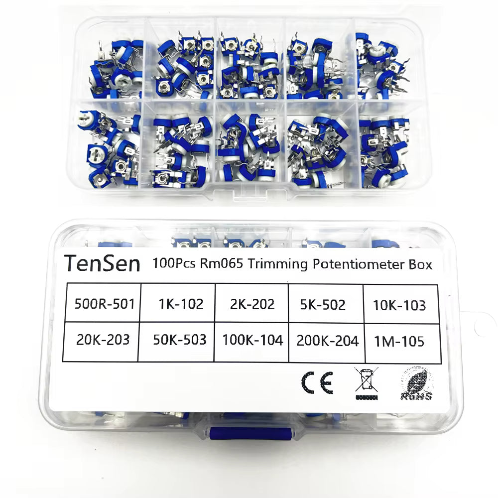 100 unids/caja de potenciómetros Trimpot Horizontal resistencia Variable 500R 1K 2K 5K 10K -1M